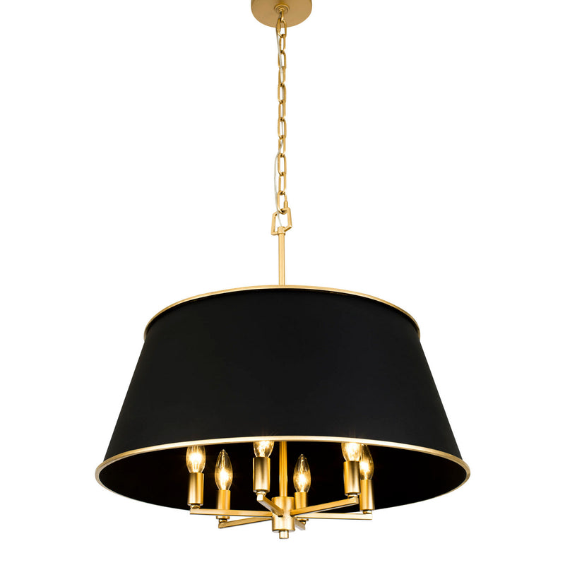 Six Light Pendant<br /><span style="color:#4AB0CE;">Entrega: 1-2 semanas en USA</span><br /><span style="color:#4AB0CE;font-size:60%;">PREGUNTE POR ENTREGA EN PANAMA</span><br />Collection: Coco<br />Finish: Matte Black/French Gold