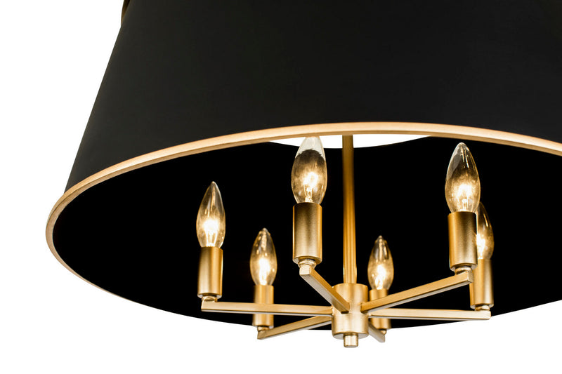 Varaluz - 364P06MBFG - Six Light Pendant - Coco - Matte Black/French Gold