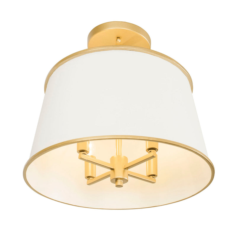 Four Light Semi-Flush Mount<br /><span style="color:#4AB0CE;">Entrega: 4-10 dias en USA</span><br /><span style="color:#4AB0CE;font-size:60%;">PREGUNTE POR ENTREGA EN PANAMA</span><br />Collection: Coco<br />Finish: Matte White/French Gold