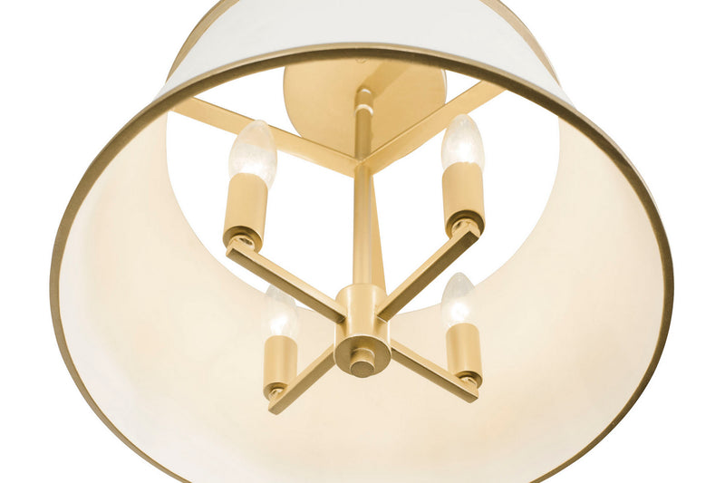 Varaluz - 364S04MWFG - Four Light Semi-Flush Mount - Coco - Matte White/French Gold