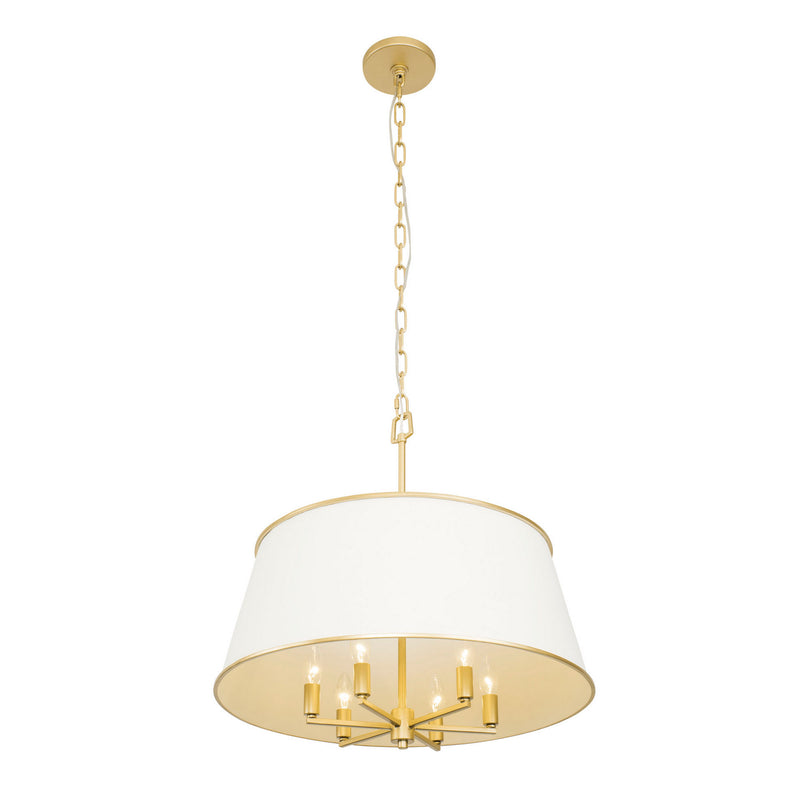 Six Light Pendant<br /><span style="color:#4AB0CE;">Entrega: 4-10 dias en USA</span><br /><span style="color:#4AB0CE;font-size:60%;">PREGUNTE POR ENTREGA EN PANAMA</span><br />Collection: Coco<br />Finish: Matte White/French Gold