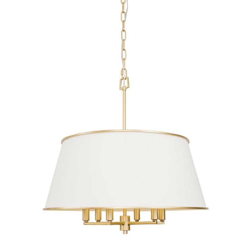 Six Light Pendant<br /><span style="color:#4AB0CE;">Entrega: 4-10 dias en USA</span><br /><span style="color:#4AB0CE;font-size:60%;">PREGUNTE POR ENTREGA EN PANAMA</span><br />Collection: Coco<br />Finish: Matte White/French Gold