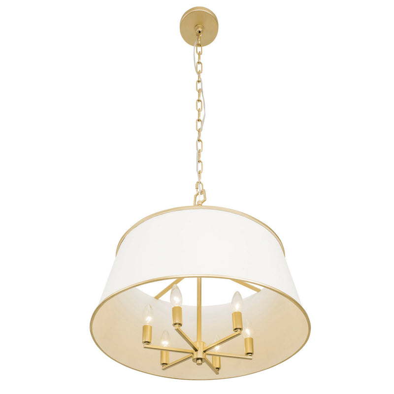 Six Light Pendant<br /><span style="color:#4AB0CE;">Entrega: 4-10 dias en USA</span><br /><span style="color:#4AB0CE;font-size:60%;">PREGUNTE POR ENTREGA EN PANAMA</span><br />Collection: Coco<br />Finish: Matte White/French Gold