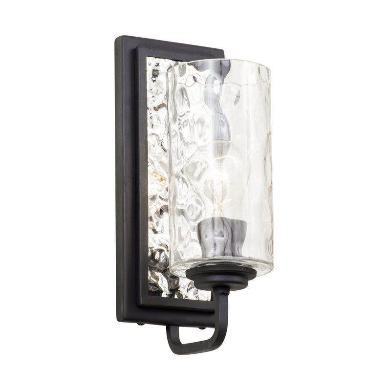 One Light Wall Sconce<br /><span style="color:#4AB0CE;">Entrega: 4-10 dias en USA</span><br /><span style="color:#4AB0CE;font-size:60%;">PREGUNTE POR ENTREGA EN PANAMA</span><br />Collection: Hammer Time<br />Finish: Carbon/Polished Stainless