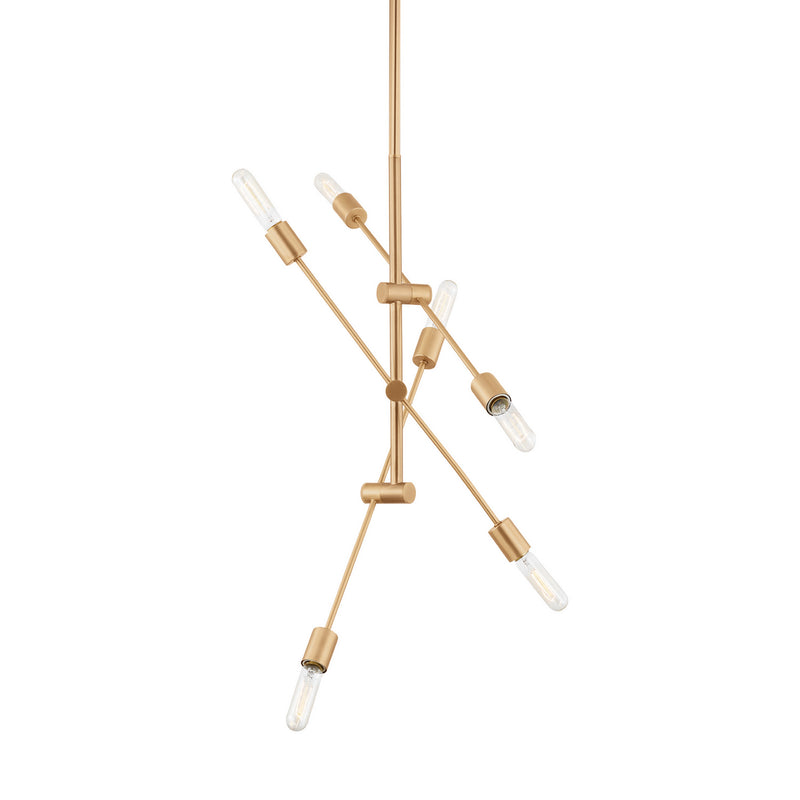 Six Light Chandelier<br /><span style="color:#4AB0CE;">Entrega: 4-10 dias en USA</span><br /><span style="color:#4AB0CE;font-size:60%;">PREGUNTE POR ENTREGA EN PANAMA</span><br />Collection: Axis<br />Finish: Satin Brass