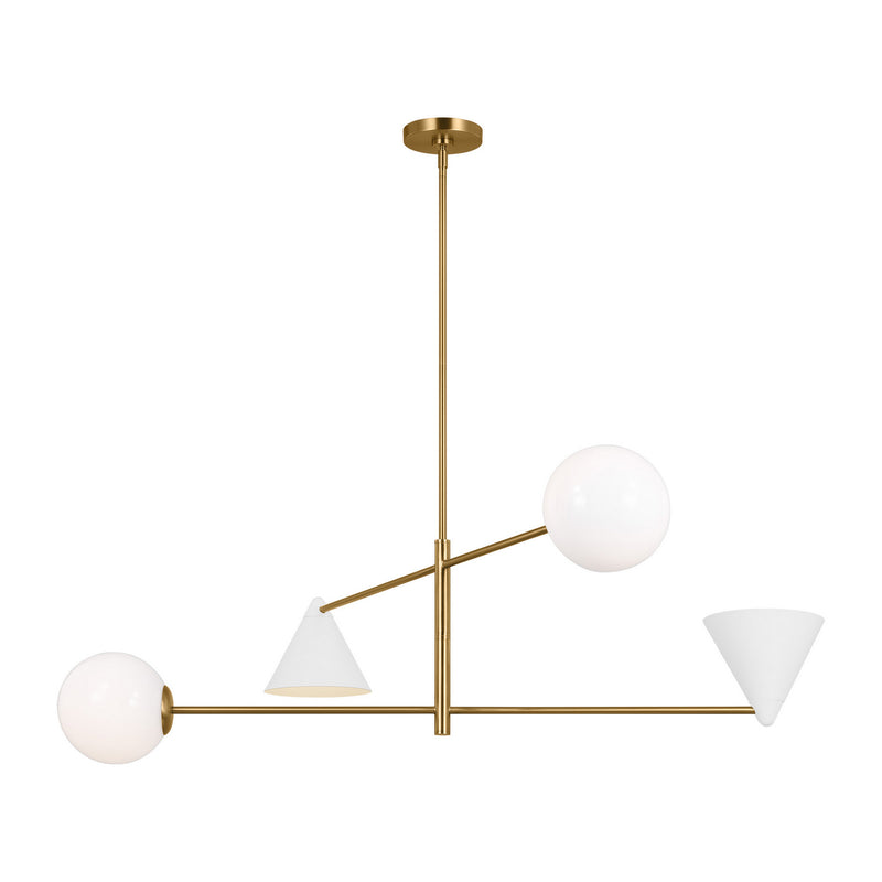 Four Light Chandelier<br /><span style="color:#4AB0CE;">Entrega: 4-10 dias en USA</span><br /><span style="color:#4AB0CE;font-size:60%;">PREGUNTE POR ENTREGA EN PANAMA</span><br />Collection: Cosmo<br />Finish: Matte White and Burnished Brass
