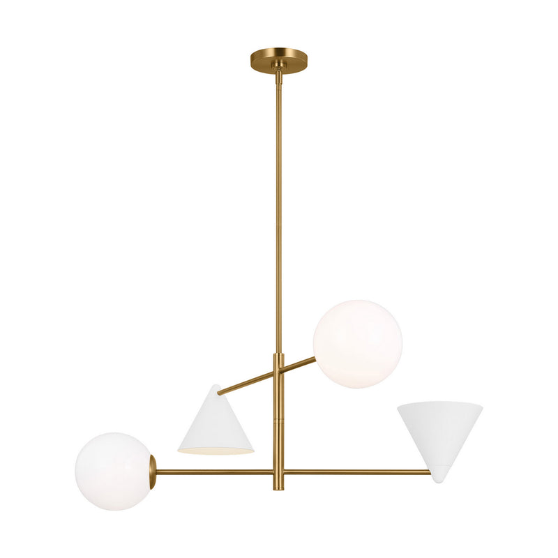 Four Light Chandelier<br /><span style="color:#4AB0CE;">Entrega: 4-10 dias en USA</span><br /><span style="color:#4AB0CE;font-size:60%;">PREGUNTE POR ENTREGA EN PANAMA</span><br />Collection: Cosmo<br />Finish: Matte White and Burnished Brass