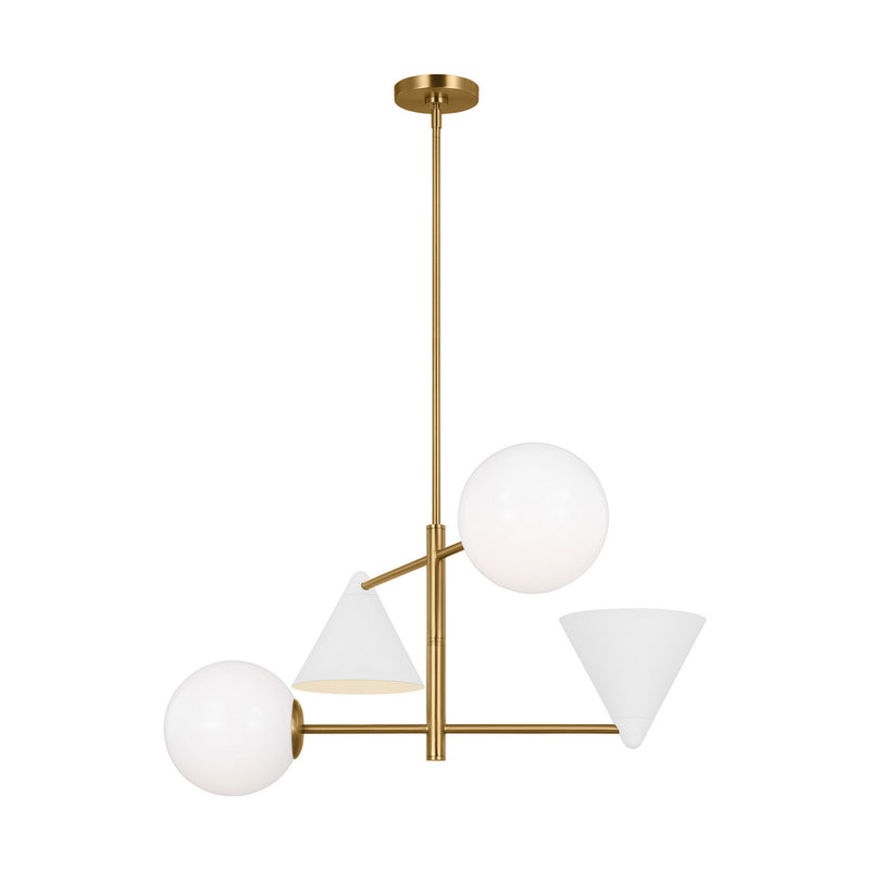 Four Light Chandelier<br /><span style="color:#4AB0CE;">Entrega: 4-10 dias en USA</span><br /><span style="color:#4AB0CE;font-size:60%;">PREGUNTE POR ENTREGA EN PANAMA</span><br />Collection: Cosmo<br />Finish: Matte White and Burnished Brass