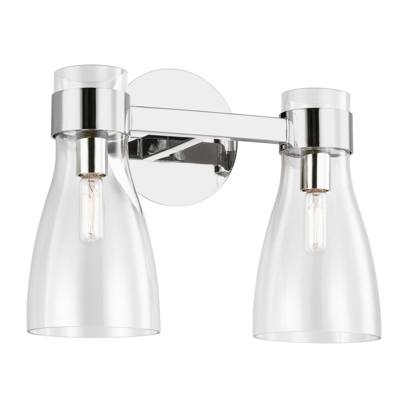 Two Light Bath Fixture<br /><span style="color:#4AB0CE;">Entrega: 4-10 dias en USA</span><br /><span style="color:#4AB0CE;font-size:60%;">PREGUNTE POR ENTREGA EN PANAMA</span><br />Collection: Moritz<br />Finish: Polished Nickel