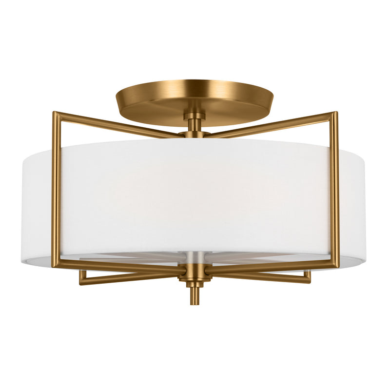 Three Light Semi-Flush Mount<br /><span style="color:#4AB0CE;">Entrega: 4-10 dias en USA</span><br /><span style="color:#4AB0CE;font-size:60%;">PREGUNTE POR ENTREGA EN PANAMA</span><br />Collection: Perno<br />Finish: Burnished Brass