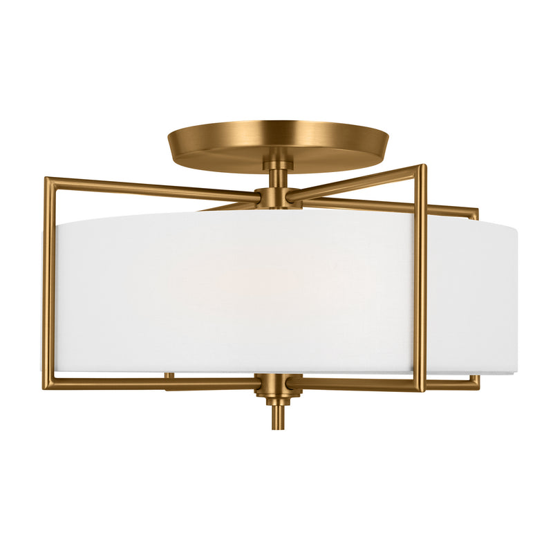 Three Light Semi-Flush Mount<br /><span style="color:#4AB0CE;">Entrega: 4-10 dias en USA</span><br /><span style="color:#4AB0CE;font-size:60%;">PREGUNTE POR ENTREGA EN PANAMA</span><br />Collection: Perno<br />Finish: Burnished Brass