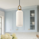 One Light Pendant<br /><span style="color:#4AB0CE;">Entrega: 4-10 dias en USA</span><br /><span style="color:#4AB0CE;font-size:60%;">PREGUNTE POR ENTREGA EN PANAMA</span><br />Collection: Soji<br />Finish: Aged Gold/Opal Matte Glass