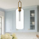 One Light Pendant<br /><span style="color:#4AB0CE;">Entrega: 4-10 dias en USA</span><br /><span style="color:#4AB0CE;font-size:60%;">PREGUNTE POR ENTREGA EN PANAMA</span><br />Collection: Soji<br />Finish: Aged Gold/Clear Glass