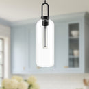 One Light Pendant<br /><span style="color:#4AB0CE;">Entrega: 4-10 dias en USA</span><br /><span style="color:#4AB0CE;font-size:60%;">PREGUNTE POR ENTREGA EN PANAMA</span><br />Collection: Soji<br />Finish: Clear Glass/Matte Black