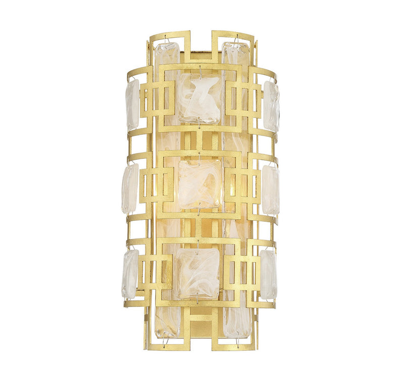 Two Light Wall Sconce<br /><span style="color:#4AB0CE;">Entrega: 4-10 dias en USA</span><br /><span style="color:#4AB0CE;font-size:60%;">PREGUNTE POR ENTREGA EN PANAMA</span><br />Collection: Portia<br />Finish: True Gold