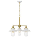 Three Light Chandelier<br /><span style="color:#4AB0CE;">Entrega: 4-10 dias en USA</span><br /><span style="color:#4AB0CE;font-size:60%;">PREGUNTE POR ENTREGA EN PANAMA</span><br />Collection: Downtown Edison<br />Finish: White And Soft Brass