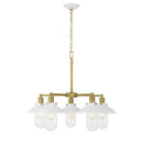 Five Light Chandelier<br /><span style="color:#4AB0CE;">Entrega: 4-10 dias en USA</span><br /><span style="color:#4AB0CE;font-size:60%;">PREGUNTE POR ENTREGA EN PANAMA</span><br />Collection: Downtown Edison<br />Finish: White And Soft Brass