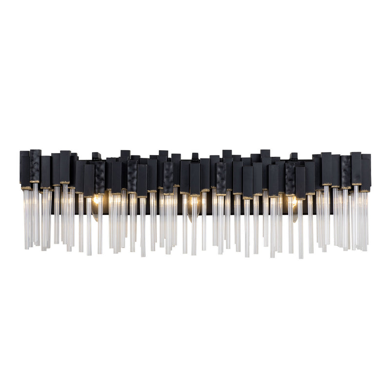 Three Light Bath<br /><span style="color:#4AB0CE;">Entrega: 4-10 dias en USA</span><br /><span style="color:#4AB0CE;font-size:60%;">PREGUNTE POR ENTREGA EN PANAMA</span><br />Collection: Matrix<br />Finish: Matte Black/French Gold