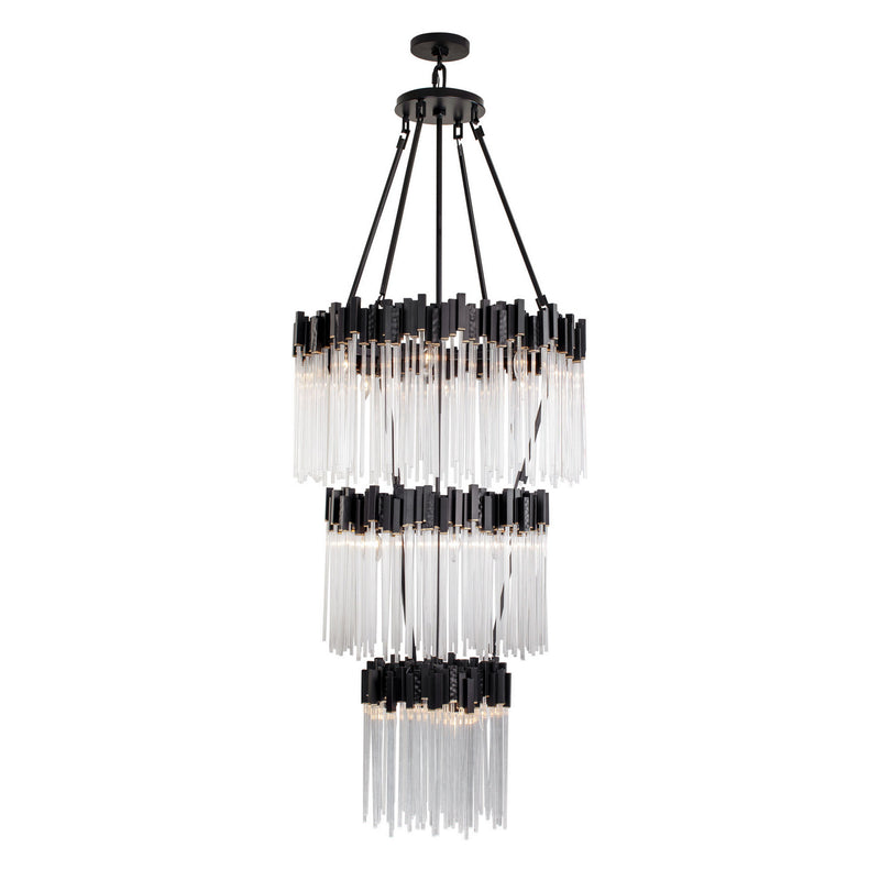 18 Light Chandelier<br /><span style="color:#4AB0CE;">Entrega: 4-10 dias en USA</span><br /><span style="color:#4AB0CE;font-size:60%;">PREGUNTE POR ENTREGA EN PANAMA</span><br />Collection: Matrix<br />Finish: Matte Black/French Gold