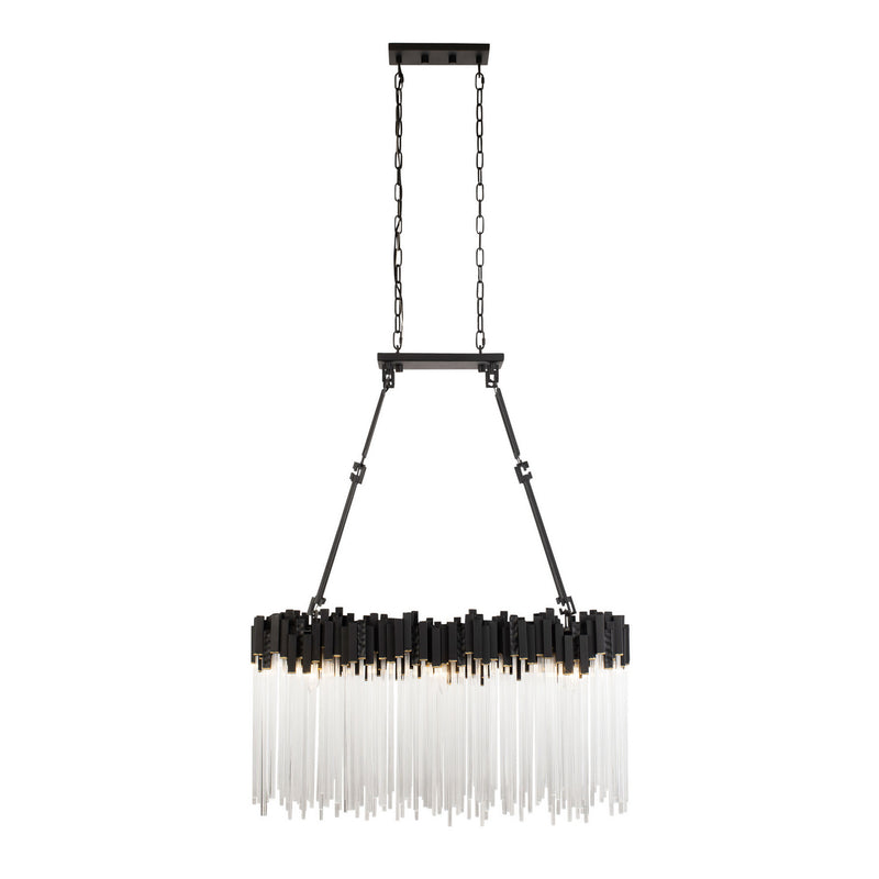 Six Light Linear Pendant<br /><span style="color:#4AB0CE;">Entrega: 4-10 dias en USA</span><br /><span style="color:#4AB0CE;font-size:60%;">PREGUNTE POR ENTREGA EN PANAMA</span><br />Collection: Matrix<br />Finish: Matte Black/French Gold