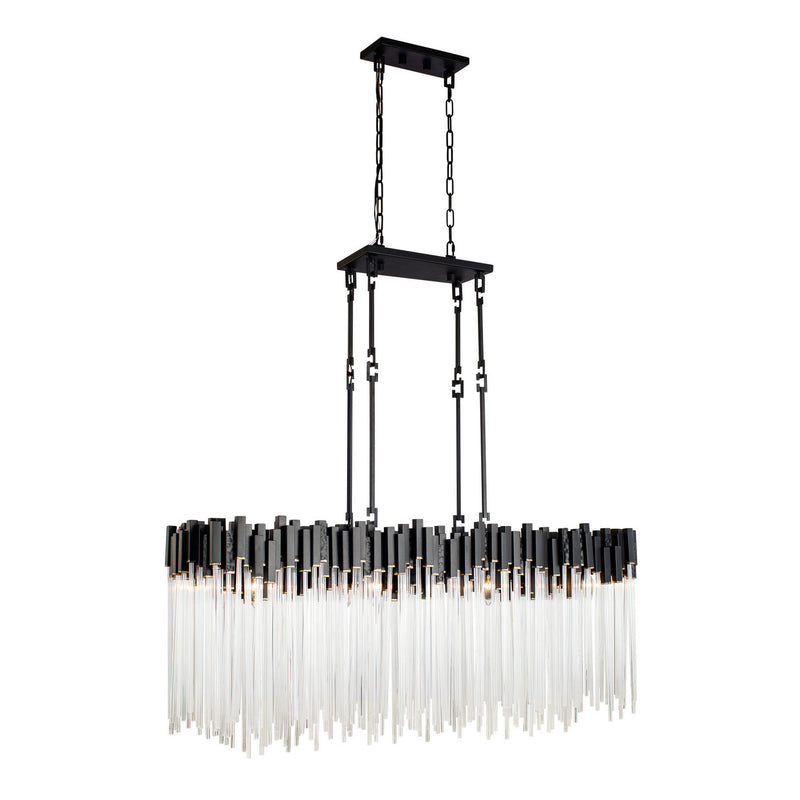 Eight Light Linear Pendant<br /><span style="color:#4AB0CE;">Entrega: 4-10 dias en USA</span><br /><span style="color:#4AB0CE;font-size:60%;">PREGUNTE POR ENTREGA EN PANAMA</span><br />Collection: Matrix<br />Finish: Matte Black/French Gold