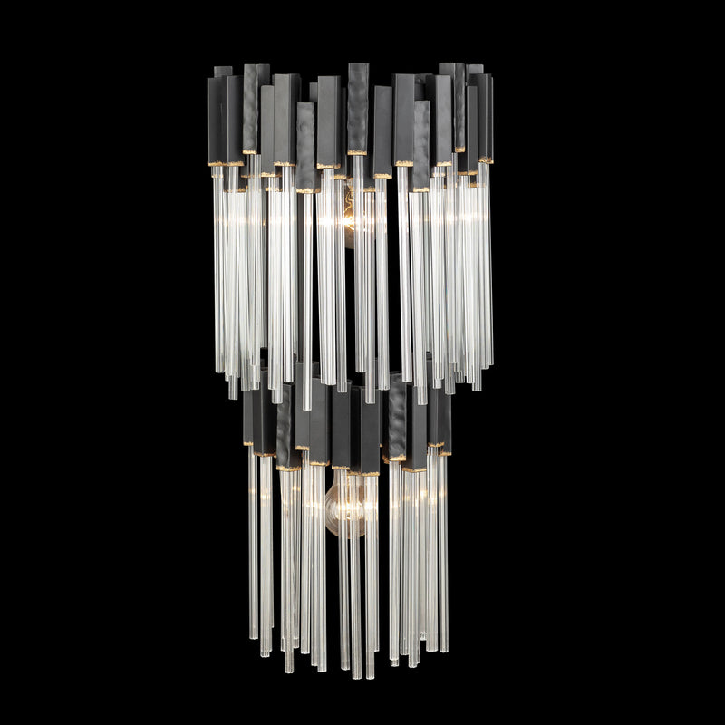 Two Light Wall Sconce<br /><span style="color:#4AB0CE;">Entrega: 4-10 dias en USA</span><br /><span style="color:#4AB0CE;font-size:60%;">PREGUNTE POR ENTREGA EN PANAMA</span><br />Collection: Matrix<br />Finish: Matte Black/French Gold