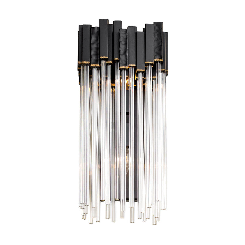 Two Light Wall Sconce<br /><span style="color:#4AB0CE;">Entrega: 4-10 dias en USA</span><br /><span style="color:#4AB0CE;font-size:60%;">PREGUNTE POR ENTREGA EN PANAMA</span><br />Collection: Matrix<br />Finish: Matte Black/French Gold