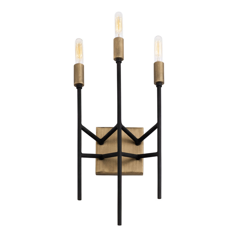 Three Light Wall Sconce<br /><span style="color:#4AB0CE;">Entrega: 5-6 semanas en USA</span><br /><span style="color:#4AB0CE;font-size:60%;">PREGUNTE POR ENTREGA EN PANAMA</span><br />Collection: Bodie<br />Finish: Havana Gold/Carbon