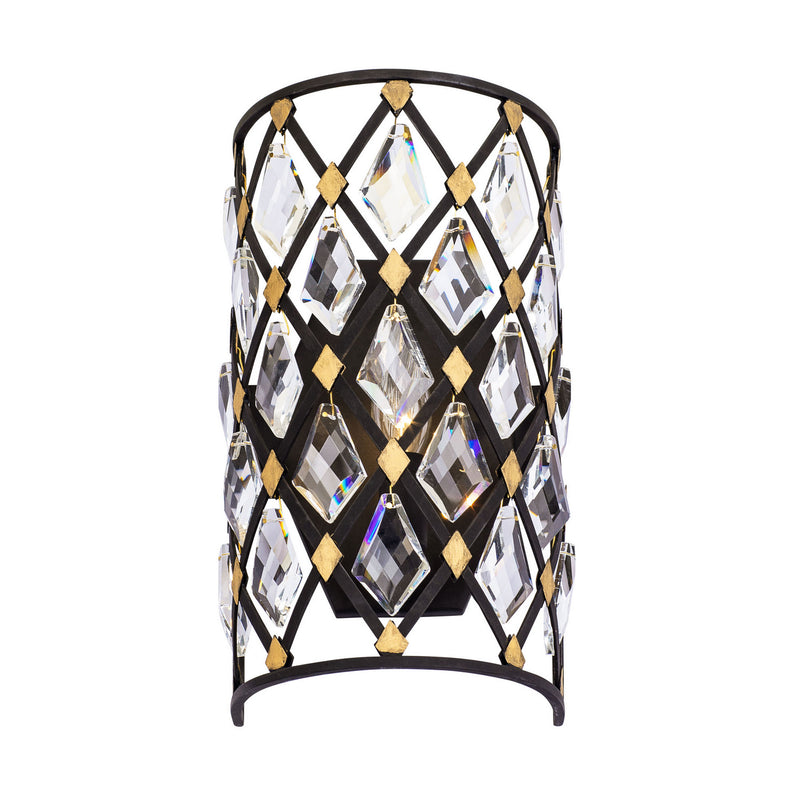 One Light Wall Sconce<br /><span style="color:#4AB0CE;">Entrega: 4-10 dias en USA</span><br /><span style="color:#4AB0CE;font-size:60%;">PREGUNTE POR ENTREGA EN PANAMA</span><br />Collection: Windsor<br />Finish: Carbon/Havana Gold