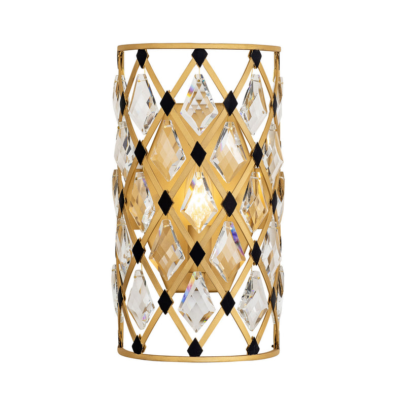 One Light Wall Sconce<br /><span style="color:#4AB0CE;">Entrega: 4-10 dias en USA</span><br /><span style="color:#4AB0CE;font-size:60%;">PREGUNTE POR ENTREGA EN PANAMA</span><br />Collection: Windsor<br />Finish: French Gold/Matte Black