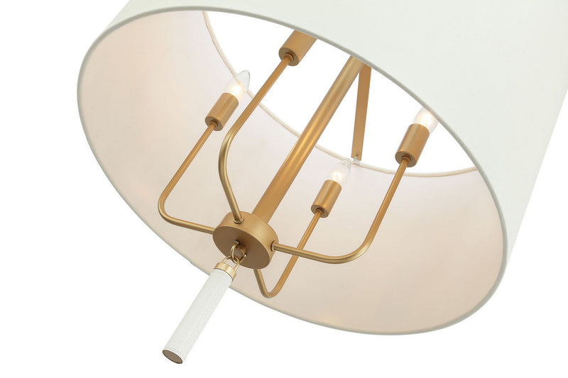 Four Light Pendant<br /><span style="color:#4AB0CE;">Entrega: 4-10 dias en USA</span><br /><span style="color:#4AB0CE;font-size:60%;">PREGUNTE POR ENTREGA EN PANAMA</span><br />Collection: Secret Agent<br />Finish: Painted Gold/White Leather
