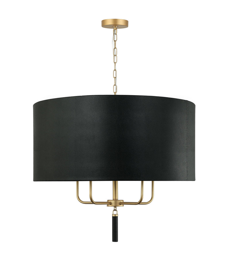Five Light Pendant<br /><span style="color:#4AB0CE;">Entrega: 2-3 semanas en USA</span><br /><span style="color:#4AB0CE;font-size:60%;">PREGUNTE POR ENTREGA EN PANAMA</span><br />Collection: Secret Agent<br />Finish: Painted Gold/Black Leather