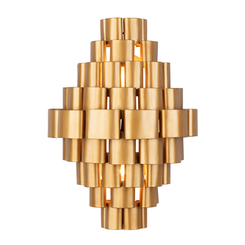 Two Light Wall Sconce<br /><span style="color:#4AB0CE;">Entrega: 4-10 dias en USA</span><br /><span style="color:#4AB0CE;font-size:60%;">PREGUNTE POR ENTREGA EN PANAMA</span><br />Collection: Totally Tubular<br />Finish: Antique Gold/Carbon Black