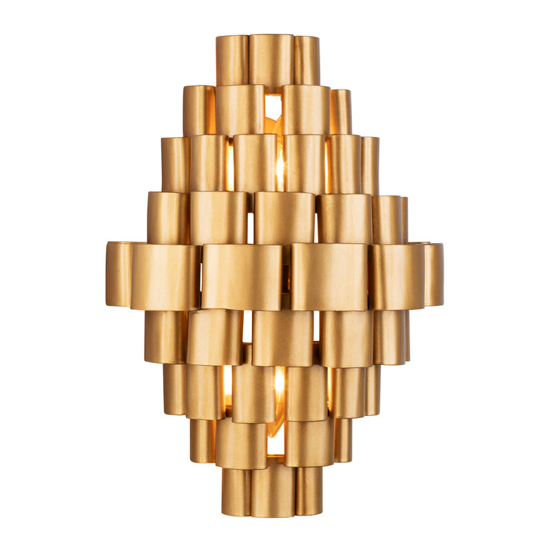 Two Light Wall Sconce<br /><span style="color:#4AB0CE;">Entrega: 4-10 dias en USA</span><br /><span style="color:#4AB0CE;font-size:60%;">PREGUNTE POR ENTREGA EN PANAMA</span><br />Collection: Totally Tubular<br />Finish: Antique Gold/Carbon Black