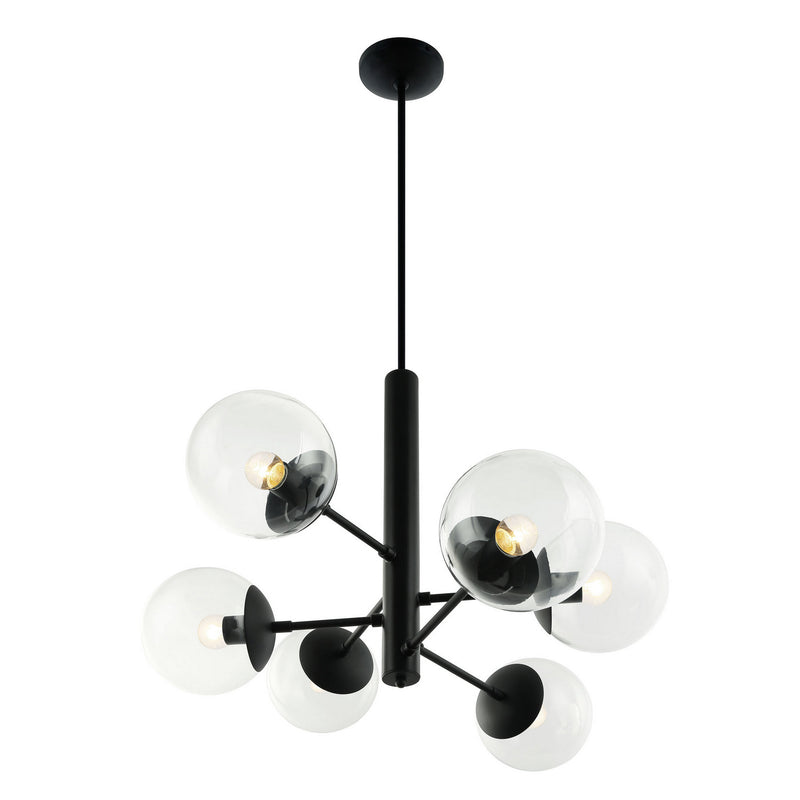 Varaluz - 373C06BL - Six Light Chandelier - Mid-Century - Black