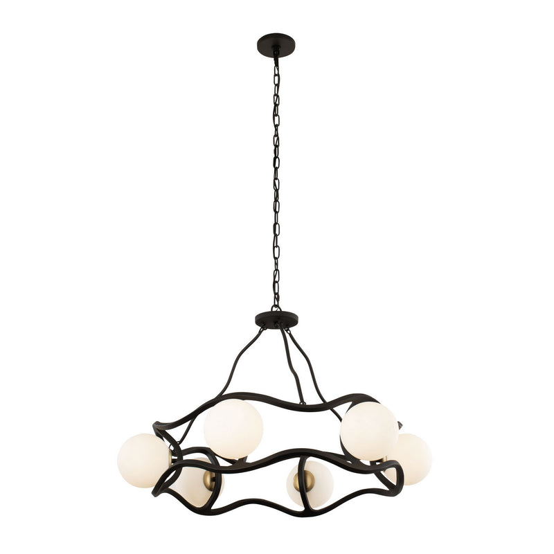 Six Light Chandelier<br /><span style="color:#4AB0CE;">Entrega: 4-10 dias en USA</span><br /><span style="color:#4AB0CE;font-size:60%;">PREGUNTE POR ENTREGA EN PANAMA</span><br />Collection: Black Betty<br />Finish: Carbon/French Gold