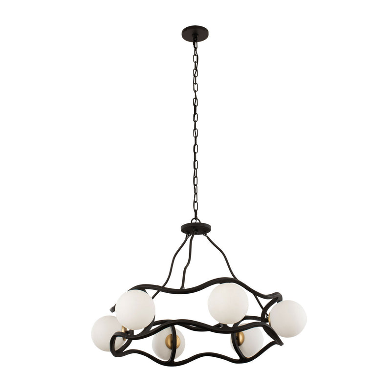 Six Light Chandelier<br /><span style="color:#4AB0CE;">Entrega: 4-10 dias en USA</span><br /><span style="color:#4AB0CE;font-size:60%;">PREGUNTE POR ENTREGA EN PANAMA</span><br />Collection: Black Betty<br />Finish: Carbon/French Gold