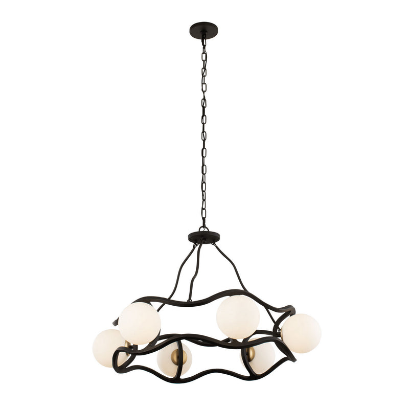 Six Light Chandelier<br /><span style="color:#4AB0CE;">Entrega: 4-10 dias en USA</span><br /><span style="color:#4AB0CE;font-size:60%;">PREGUNTE POR ENTREGA EN PANAMA</span><br />Collection: Black Betty<br />Finish: Carbon/French Gold