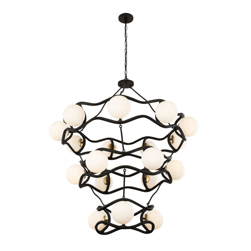 18 Light Chandelier<br /><span style="color:#4AB0CE;">Entrega: 4-10 dias en USA</span><br /><span style="color:#4AB0CE;font-size:60%;">PREGUNTE POR ENTREGA EN PANAMA</span><br />Collection: Black Betty<br />Finish: Carbon/French Gold