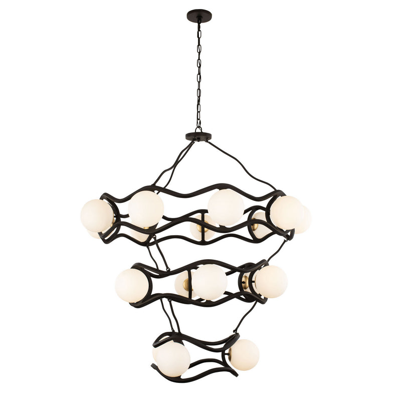 18 Light Chandelier<br /><span style="color:#4AB0CE;">Entrega: 4-10 dias en USA</span><br /><span style="color:#4AB0CE;font-size:60%;">PREGUNTE POR ENTREGA EN PANAMA</span><br />Collection: Black Betty<br />Finish: Carbon/French Gold