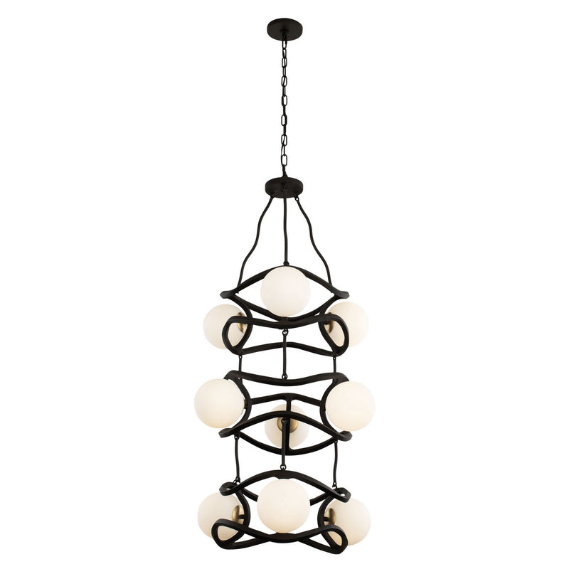 Nine Light Foyer Pendant<br /><span style="color:#4AB0CE;">Entrega: 4-10 dias en USA</span><br /><span style="color:#4AB0CE;font-size:60%;">PREGUNTE POR ENTREGA EN PANAMA</span><br />Collection: Black Betty<br />Finish: Carbon/French Gold