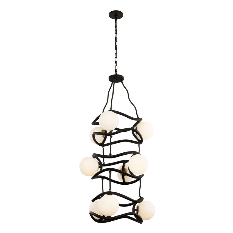 Nine Light Foyer Pendant<br /><span style="color:#4AB0CE;">Entrega: 4-10 dias en USA</span><br /><span style="color:#4AB0CE;font-size:60%;">PREGUNTE POR ENTREGA EN PANAMA</span><br />Collection: Black Betty<br />Finish: Carbon/French Gold