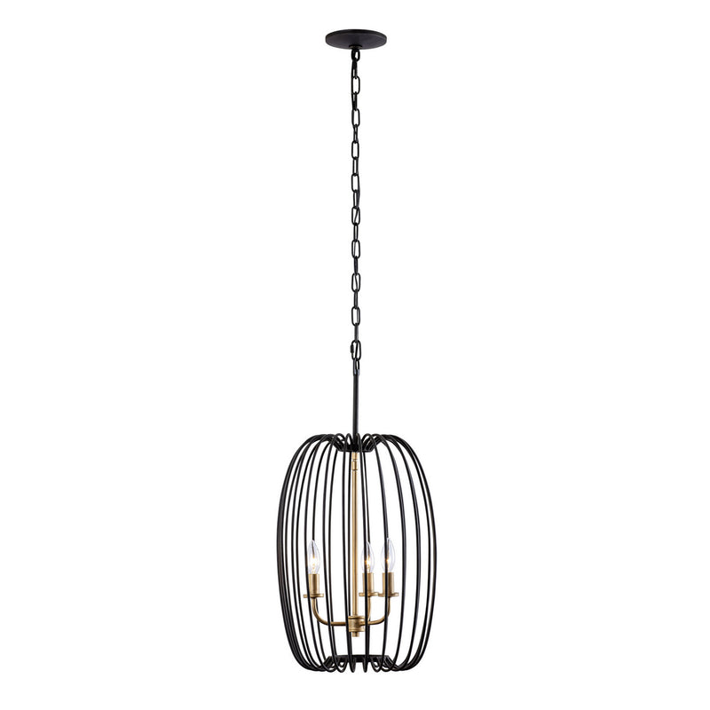 Three Light Foyer Pendant<br /><span style="color:#4AB0CE;">Entrega: 4-10 dias en USA</span><br /><span style="color:#4AB0CE;font-size:60%;">PREGUNTE POR ENTREGA EN PANAMA</span><br />Collection: Nico<br />Finish: Carbon/Havana Gold