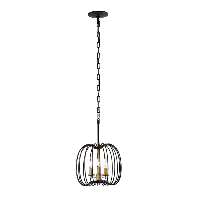 Three Light Pendant<br /><span style="color:#4AB0CE;">Entrega: 4-10 dias en USA</span><br /><span style="color:#4AB0CE;font-size:60%;">PREGUNTE POR ENTREGA EN PANAMA</span><br />Collection: Nico<br />Finish: Carbon/Havana Gold