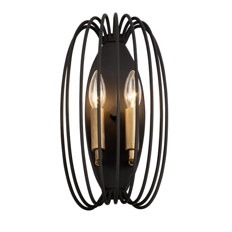 Two Light Wall Sconce<br /><span style="color:#4AB0CE;">Entrega: 4-10 dias en USA</span><br /><span style="color:#4AB0CE;font-size:60%;">PREGUNTE POR ENTREGA EN PANAMA</span><br />Collection: Nico<br />Finish: Carbon/Havana Gold