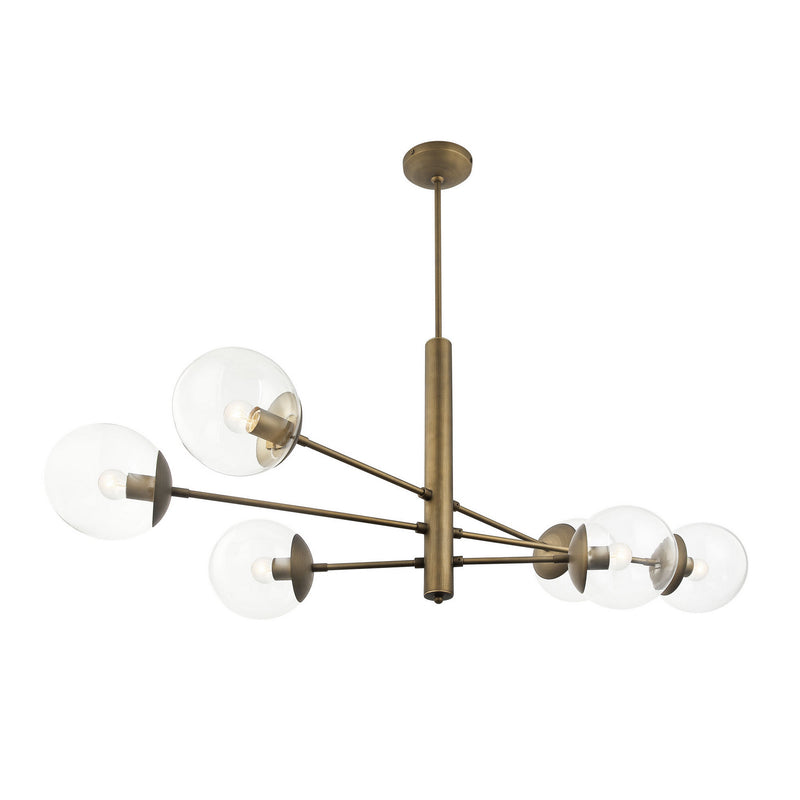 Varaluz - 612750 - Six Light Linear Pendant - Mid-Century - Antique Brass