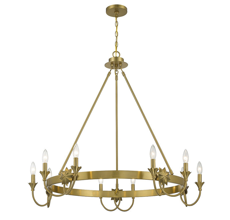 Ten Light Chandelier<br /><span style="color:#4AB0CE;">Entrega: 4-10 dias en USA</span><br /><span style="color:#4AB0CE;font-size:60%;">PREGUNTE POR ENTREGA EN PANAMA</span><br />Collection: Sullivan<br />Finish: Warm Brass