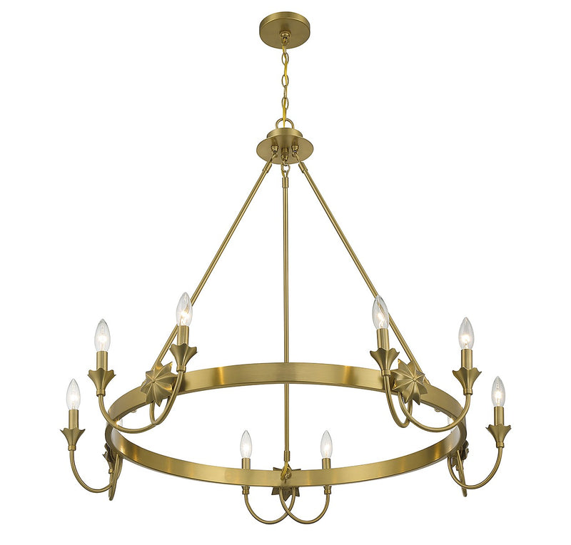 Ten Light Chandelier<br /><span style="color:#4AB0CE;">Entrega: 4-10 dias en USA</span><br /><span style="color:#4AB0CE;font-size:60%;">PREGUNTE POR ENTREGA EN PANAMA</span><br />Collection: Sullivan<br />Finish: Warm Brass