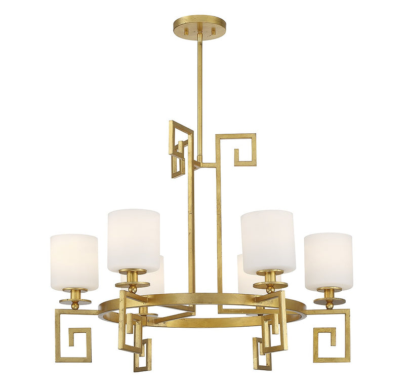 Six Light Chandelier<br /><span style="color:#4AB0CE;">Entrega: 4-10 dias en USA</span><br /><span style="color:#4AB0CE;font-size:60%;">PREGUNTE POR ENTREGA EN PANAMA</span><br />Collection: Quatrain<br />Finish: True Gold