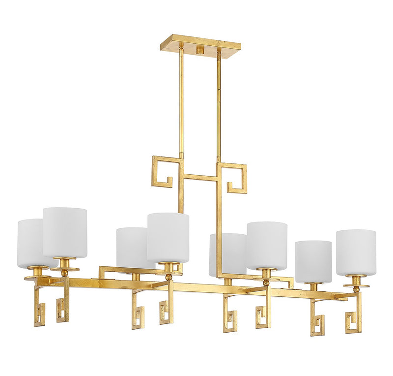 Eight Light Linear Chandelier<br /><span style="color:#4AB0CE;">Entrega: 4-10 dias en USA</span><br /><span style="color:#4AB0CE;font-size:60%;">PREGUNTE POR ENTREGA EN PANAMA</span><br />Collection: Quatrain<br />Finish: True Gold